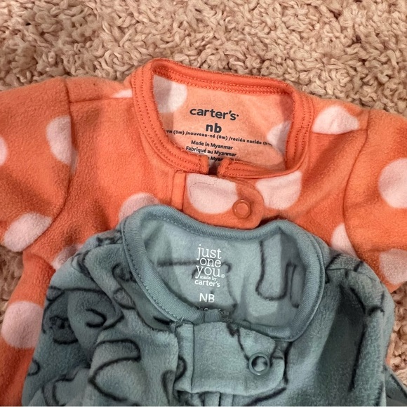 CARTERS flannel footie onesie NEWBORN - Picture 2 of 2